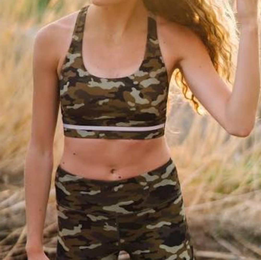 ZYIA Active Light Green Camo Reflective Soft n Snug Racer Bra